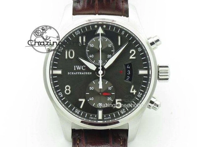 MIROTIME 0216 Pilot Chrono SS IW387808 CF3 ZF 1:1 Best Edition On Brown Leather Strap A Soft 7328